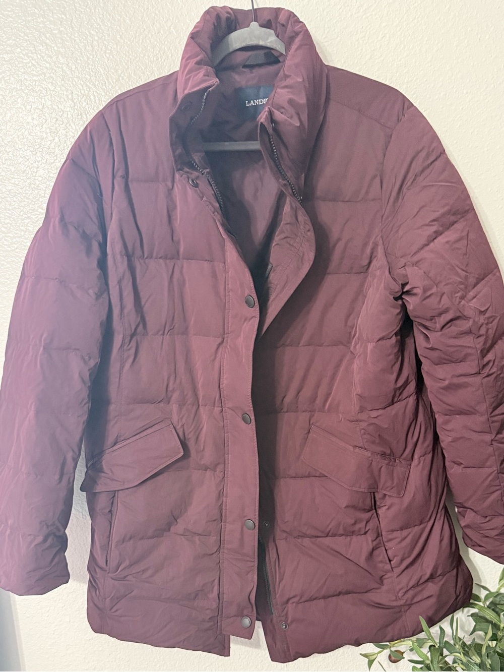 Lands' End Down Puffer Jacket‎ Size 18 Burgundy Winter Coat - Picture 2 of 4